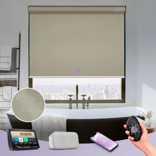 Miniatura 25 de Graywind Persiana Enrollable Motorizada 100% Opaca Compatible con Alexa Google Control Remoto Inteligente Persianas Recargables con Batería Motor