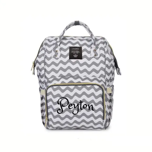 Miniatura 19 de Bolsa de pañales grande personalizada, bolsa de mano, mochila - Monograma personalizado bordado para bebé/bolsa de bebé (negro)