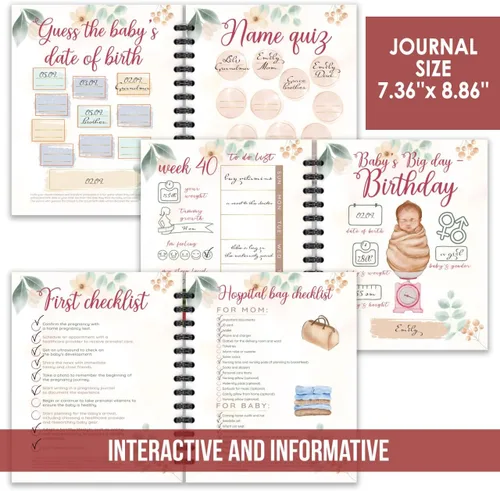 Miniatura 6 de Giftellino Diario de embarazo para madres primerizas – Libro de recuerdos de embarazo para futuras madres – Cuaderno de embarazo para embarazadas