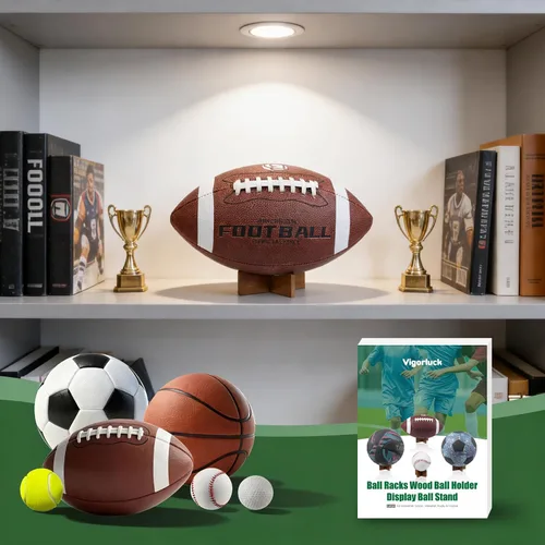 Miniatura 6 de Soporte de pelota para exhibición, soporte de baloncesto, soporte de exhibición de fútbol, soporte de madera para almacenamiento de pelotas