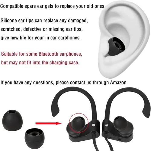 Miniatura 6 de 18 pares de puntas de silicona para auriculares de repuesto para auriculares intraurales (agujero interior de auriculares de 0.150 in a 0.217 in)