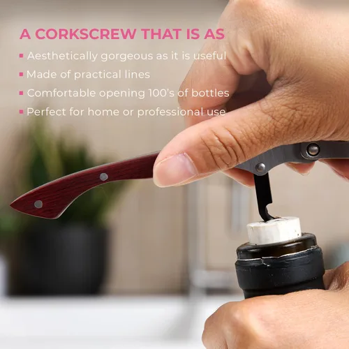 Miniatura 6 de Pocket Prestige Waiters - Sacacorchos de Coutale Sommelier – Palisandro – Abrebotellas de vino de doble palanca patentado francés con resorte