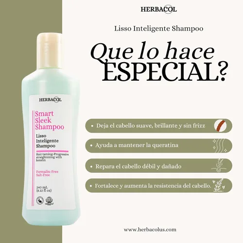 Miniatura 7 de Herbacol Lisso Inteligente Crema sin enjuague Tratamiento de queratina natural Anti-Frizz 8.1 onzas líquidas