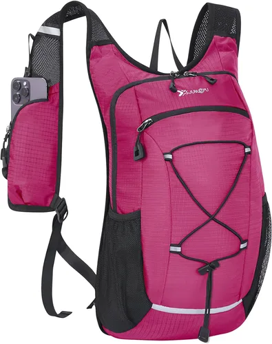 Mochila de senderismo pequeña de 15 L Mochila de hidratación ligera para hombres y mujeres, mochila de senderismo a prueba de warterproof para Rosa