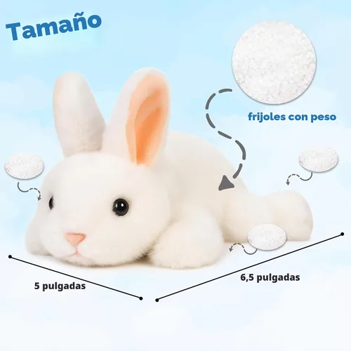 Miniatura 2 de Adorable conejo de Pascua de peluche de conejo blanco suave, lindo regalo de cumpleaños de Pascua para niños y niñas pequeños