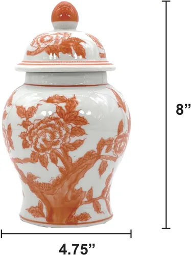 Miniatura 2 de Galt International Tarro de jengibre de cerámica de 8 pulgadas con tapa, tarro de porcelana de estilo clásico chino para almacenamiento de té