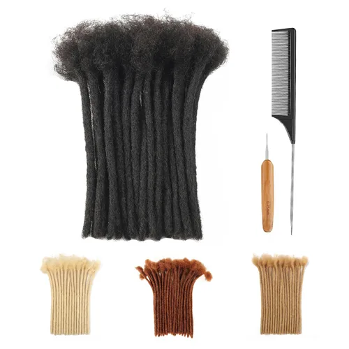 Miniatura 22 de Extensiones de Rastas de Cabello Humano 0.4cm de Grosor 4 Pulgadas 20 Hebras 100% Cabello Humano Real para Hombres/Mujeres/Niños Completamente