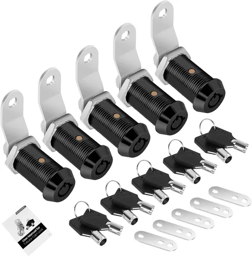 Miniatura 23 de Paquete de 2 cerraduras de caja de herramientas con llaves, cerradura de leva para gabinete de 5/8 pulgadas con llave maestra, cerradura de repuesto