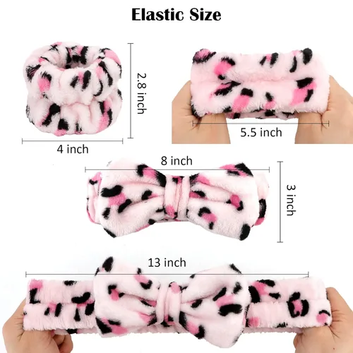 Miniatura 7 de 12 PIEZAS Diademas de Spa y Muñequeras para Lavado Facial - Diadema de Maquillaje de Microfibra Suave Súper Linda con Bandas Elásticas de Lazo
