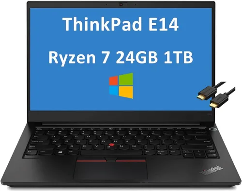 Lenovo ThinkPad E14 Gen2 14" FHD (24 GB DDR4 RAM, 1TB PCIe SSD, AMD 8-Core Ryzen 7 4700U (Beat i7-1165G7)) Portátil empresarial IPS Full HD, tipo C,