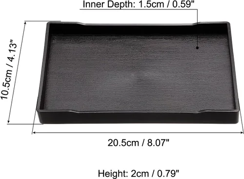 Miniatura 2 de PATIKIL Bandeja de comida rápida de 8 x 4, bandeja rectangular reutilizable reciclable multiusos para restaurante, cocina en casa, color negro