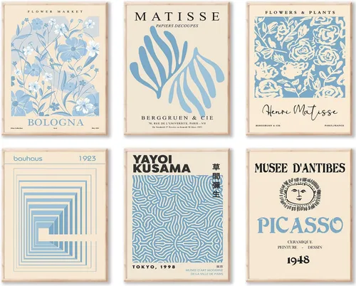 Miniatura 22 de KBKBART Matisse - Impresiones artísticas para pared, póster abstracto de arte de pared de Matisse, negro y beige, línea de cuerpo para mujer, hojas