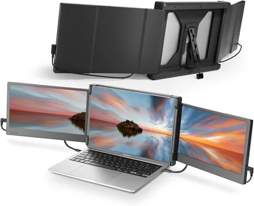 Miniatura 8 de Teamgee Extensor de pantalla para laptop de 15.6 pulgadas con banco de energía, monitor triple FHD 1080P, Plug & Play sin controlador