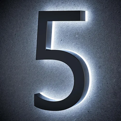 Miniatura 21 de Números de casa retroiluminados de 5 pulgadas para exteriores, acero inoxidable, número de dirección de casa iluminado con LED, letreros