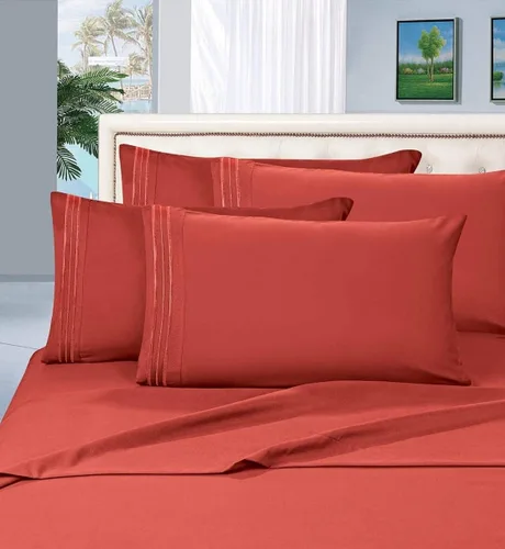 Miniatura 6 de Elegant Comfort Juego de sábanas de 4 piezas de calidad egipcia de 1500 hilos, ultra suave, resistente a las arrugas, la decoloración y las manchas