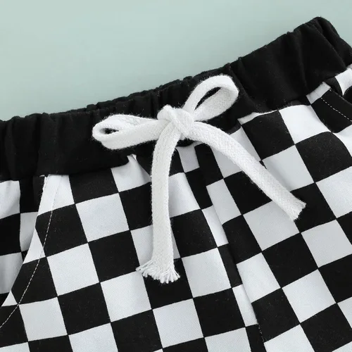 Miniatura 5 de Pantalones cortos de verano para bebé, con estampado a cuadros, de algodón, casuales, cintura elástica, pantalones cortos para correr