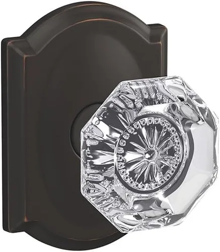 Miniatura 16 de Schlage Custom FC21 ALX 716 COL Alexandria - Pomo de cristal con moldura Collins para pasillos y cerraduras de cama, bronce envejecido