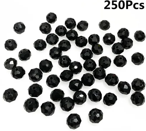 Miniatura 3 de Jmassyang Briolette Rondelle - Cuentas de cristal facetadas de 0.315 in para hacer joyas, pulseras, collares, aretes (negro, 250 unidades)