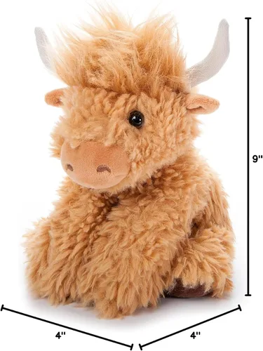 Miniatura 4 de The Petting Zoo Highland Cow Peluche de peluche, regalos para niños, animales salvajes de la vida silvestre, vaca rubia, 9 pulgadas