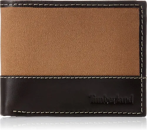 Miniatura 7 de Timberland Cartera de lona de cuero Baseline para hombre con bolsillo abatible adjunto