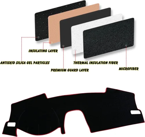 Miniatura 4 de Tapete antideslizante para tablero de instrumentos compatible con Honda 11th Civic 2022 2023 Protector solar (borde rojo)