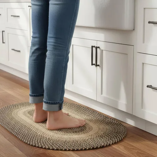 Miniatura 2 de Super Area Rugs - Alfombras trenzadas 2X3 para cocina estilo granja - Alfombra Ridgewood trenzada para sala de estar - Reversible - Para Terciopelo