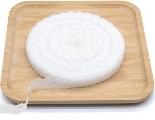 Cinta de encaje blanco de 30 yardas, ribete de encaje elástico estrecho de 0.6 pulgadas, ribete elegante para manualidades, envoltura de regalos,
