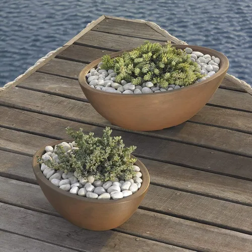 Miniatura 5 de Crescent Garden Delano - Maceta ovalada para jardín, suculentas, cuenco único de doble pared para interiores y exteriores con enchufe