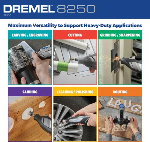 Miniatura 7 de Dremel 8250-5 Herramienta rotativa inalámbrica de velocidad variable de iones de litio de 12V con motor sin escobillas - 5 accesorios