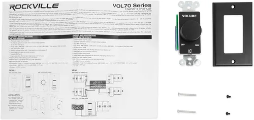 Miniatura 6 de Rockville VOL7035 Controlador de zona de control de volumen de pared negro de 35 W 70 V, atenuación de 11 pasos, acabado negro de 1 banda, diseño