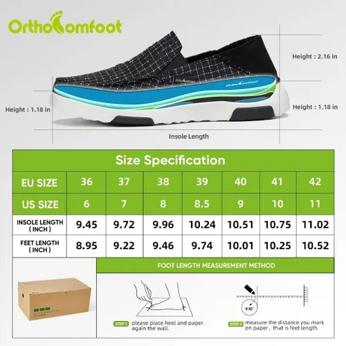 Miniatura 6 de OrthoComfoot Zapatos sin cordones para mujer con soporte de arco, pantuflas ortopédicas, mocasines para fascitis plantar para aliviar el dolor