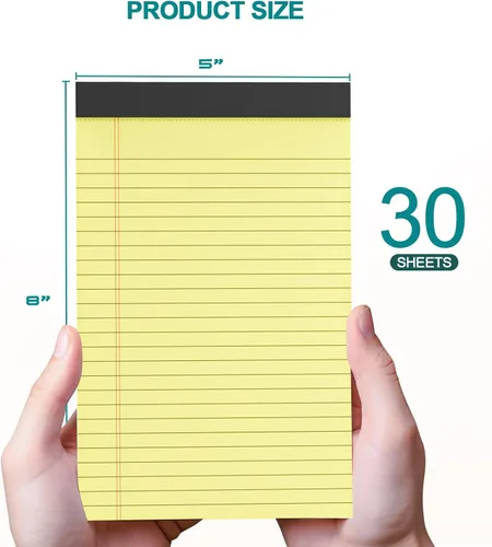 Miniatura 2 de Blocs de Notas 5x8, Paquete de 4 Blocs de Notas Legales Pequeñas 5x8 Amarillo, Blocs de Notas Legales con Renglones para Universidad, Blocs de Papel