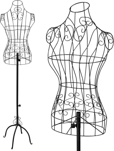 Bonnlo Forma de Vestido de Alambre Femenina, Maniquí de Alambre de Estilo Vintage para Exhibición de Decoración del Hogar, Cuerpo de Alambre de