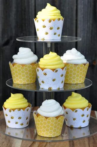Miniatura 4 de Envoltorios para cupcakes de abeja de miel para revelación de género, fiestas de cumpleaños, despedidas de soltera, baby showers, o reuniones