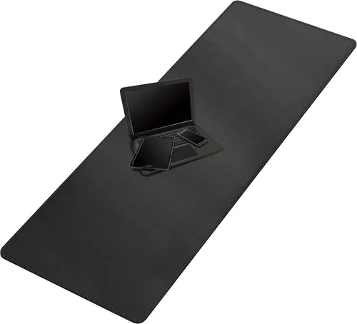 Miniatura 28 de Cacoy Tapete de escritorio de cuero, 70.8 x 24 pulgadas, tamaño mega, extendido, tapete de escritorio profesional para escritorio completo, Negro