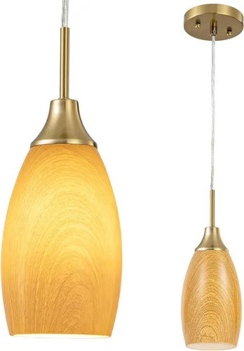 Miniatura 12 de Viinew Mini Lámpara Colgante de Vidrio, 1-Luz de Vidrio Artístico Ovalado Blanco Soplado a Mano Lámpara Colgante Suspendida para Isla de Cocina