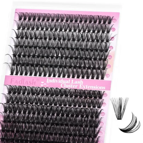 Miniatura 22 de Racimos de pestañas individuales, bandeja mixta, rizado D, extensiones para colocar en casa (40D-0.07 mm-D, 15/32 de pulgada-45/64 de pulgada)