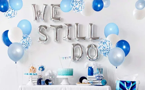 Miniatura 5 de Globos de látex de confeti azul real, 50 globos de 12.0 in, azul claro y blanco para fiesta de cumpleaños, boda decoración Azul y blanco