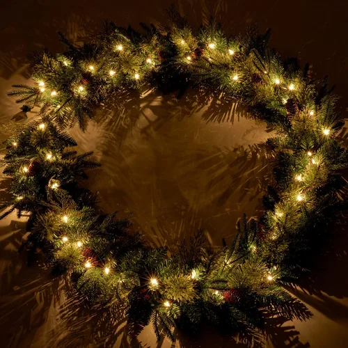 Miniatura 4 de Guirnalda de Navidad preiluminada de 9 pies con 50 luces LED, funciona con pilas, decoración de vacaciones, escaleras, pared, manto de puerta, Verde