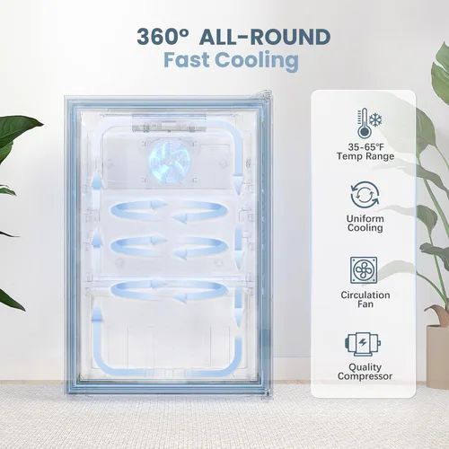 Miniatura 3 de Manastin Refrigerador de bebidas, mini refrigerador independiente con puerta de vidrio, estantes ajustables y pantalla digital de temperatura