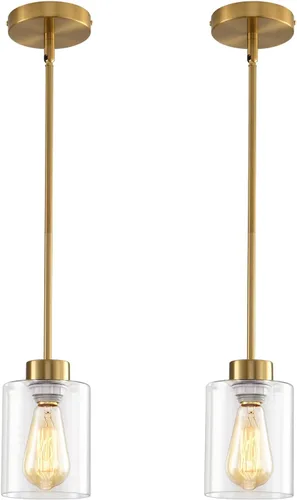 Miniatura 9 de Lámpara Colgante Fijo, Paquete de 3 Lámparas de Techo con Pantalla de Vidrio Transparente, Ajustable, para Cocina y Comedor, Negro, 30 x 15 x 22 cm
