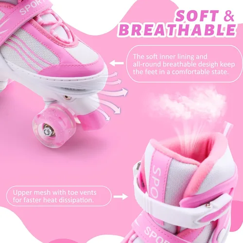 Miniatura 5 de Patines de Ruedas para Niños, Niñas y Pequeños de 3 a 12 años, Ajustables en 4 Tallas para Niños y Adolescentes con Ruedas Iluminadas, Patines