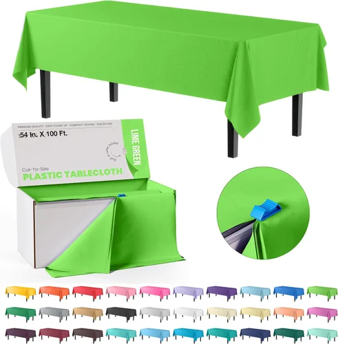 Miniatura 14 de Party Solids Rollo de Mantel de Mesa de Plástico Negro de 54 Pulgadas X 300 Pies en una Caja de Corte a Medida con Conveniente Cortador Deslizante.