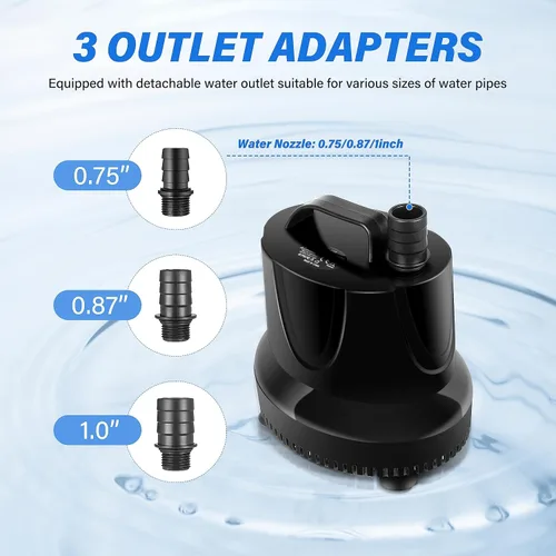 Miniatura 2 de Simple Deluxe 660 GPH 45W Bomba de agua de succión inferior de mesa (2500 L/H) con 3 boquillas para tanque de peces, estanque, acuario