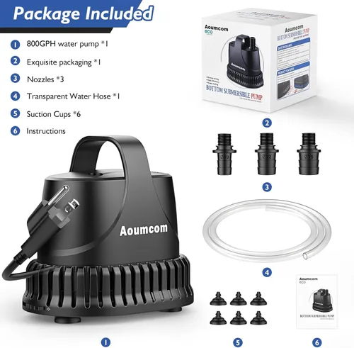 Miniatura 7 de Bomba de agua sumergible de 800 GPH, bomba de fuente de agua de 40 W, bomba de acuario, bomba de agua de 3000 l/h con cable de alimentación de 7
