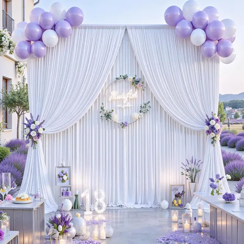 Miniatura 8 de Cortinas de telón de fondo blanco de 30 pies x 8 pies para fiestas de boda, 6 paneles de 5 pies x 8 pies, cortinas de fotografía de poliéster sin