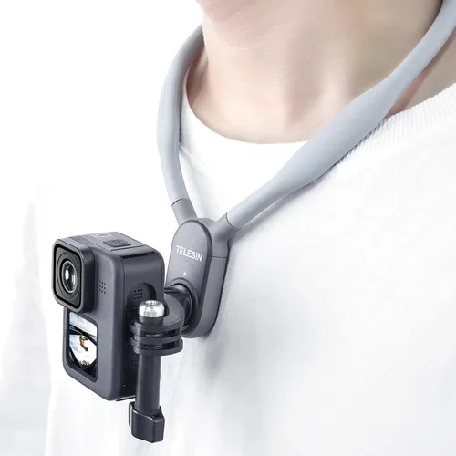 TELESIN Soporte magnético largo para collar con correa de cordón, mochila para cabeza de pecho, soporte para GoPro Max Hero 13 12 11 10 9 8 7 más