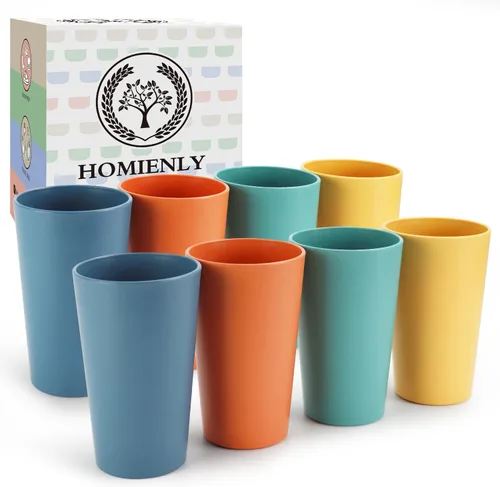 Miniatura 25 de Homienly Juego de vasos apilables con popote de trigo inastillable, vasos de cocina irrompibles para niños y adultos, reutilizables, aptos para 8