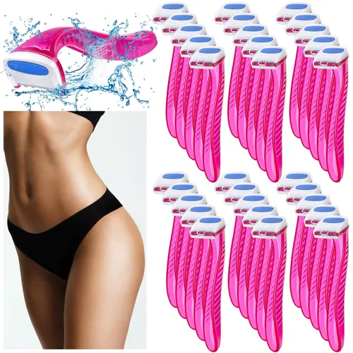 Honoson 30 piezas de maquinilla de afeitar de bikini para mujer, pequeños accesorios de viaje desechables, depilación de axilas, belleza para Rojo