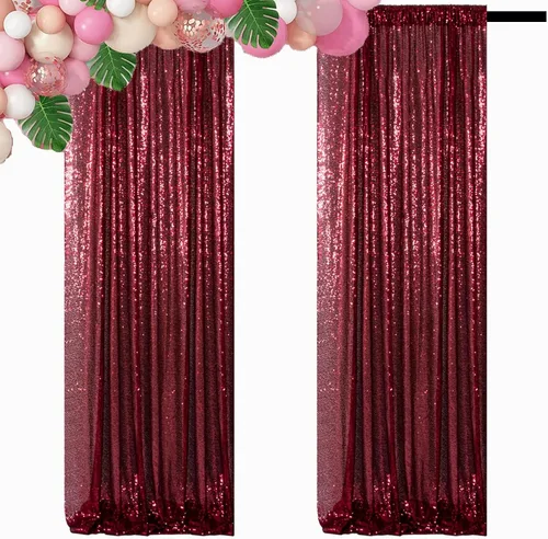 Miniatura 7 de DUOBAO Cortinas de lentejuelas 2 paneles de 2 x 8 pies, cortina de fondo con purpurina arcoíris para fiestas de Navidad, cortinas de secuencia